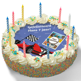 Kinderslagroomtaart "Raceauto"